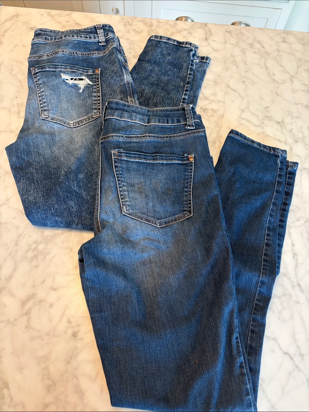 Two pairs Maurices Women's Blue Skinny Jeans Size 8 High Waisted. EverFlex